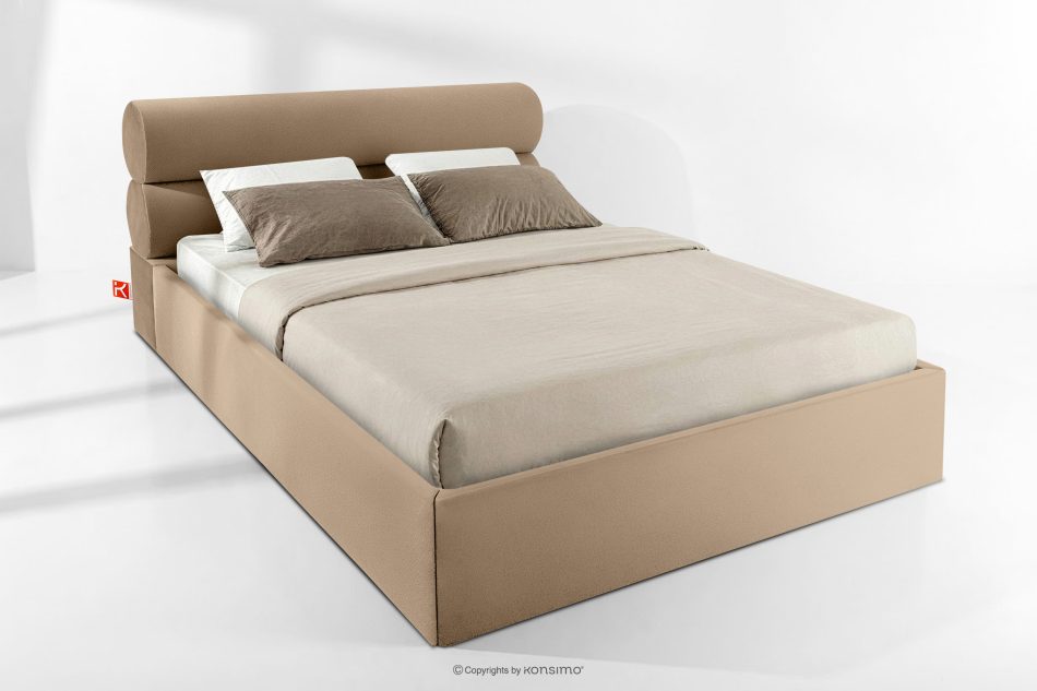 LUNEO Polsterbett im Japandi-Stil mit Bettkasten 180 cm dunkelbeige dunkelbeige - Foto 1