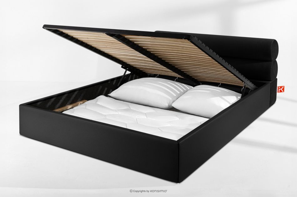 LUNEO Polsterbett im Japandi-Stil mit Bettkasten 200 cm schwarz schwarz - Foto 14