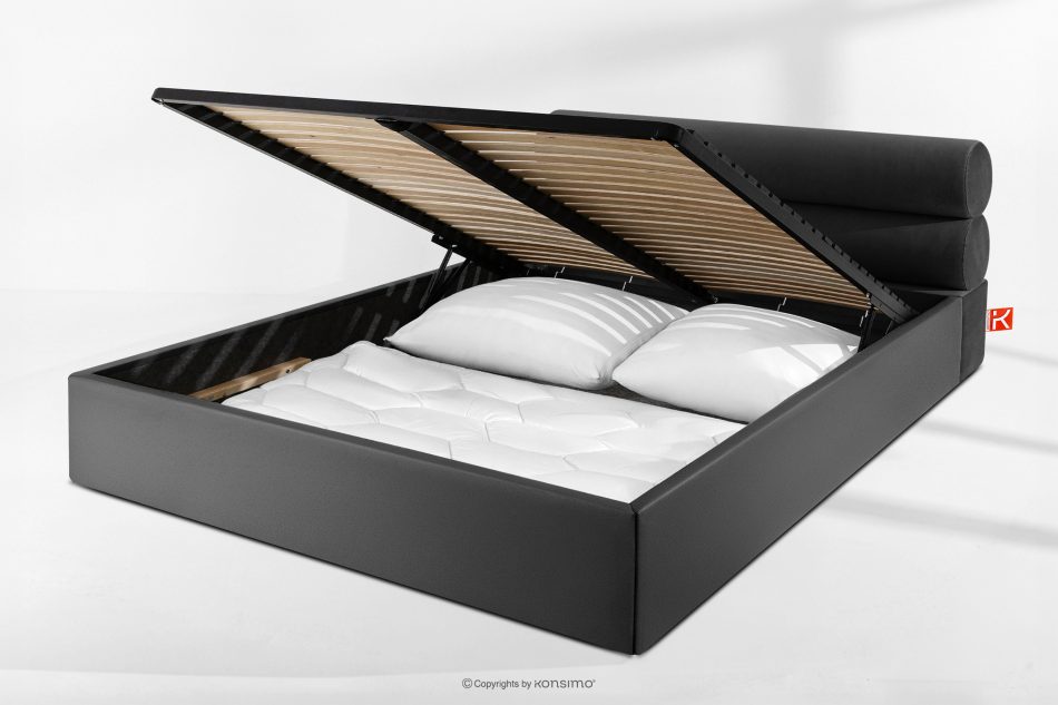 LUNEO Polsterbett im Japandi-Stil mit Bettkasten 200 cm anthrazit anthrazit - Foto 14