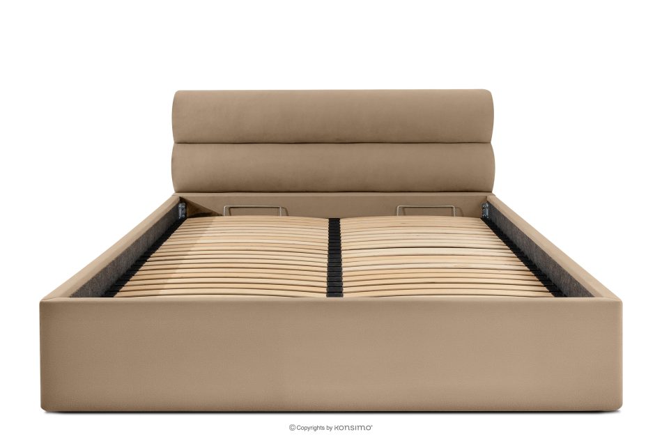 LUNEO Polsterbett im Japandi-Stil mit Bettkasten 200 cm dunkelbeige dunkelbeige - Foto 3