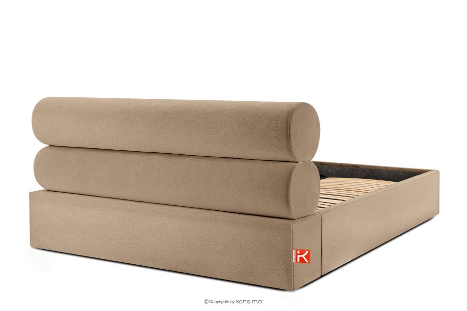 LUNEO Polsterbett im Japandi-Stil mit Bettkasten 200 cm dunkelbeige dunkelbeige - Foto 5