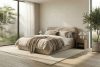 LUNEO Polsterbett im Japandi-Stil mit Bettkasten 200 cm dunkelbeige dunkelbeige - Foto 16