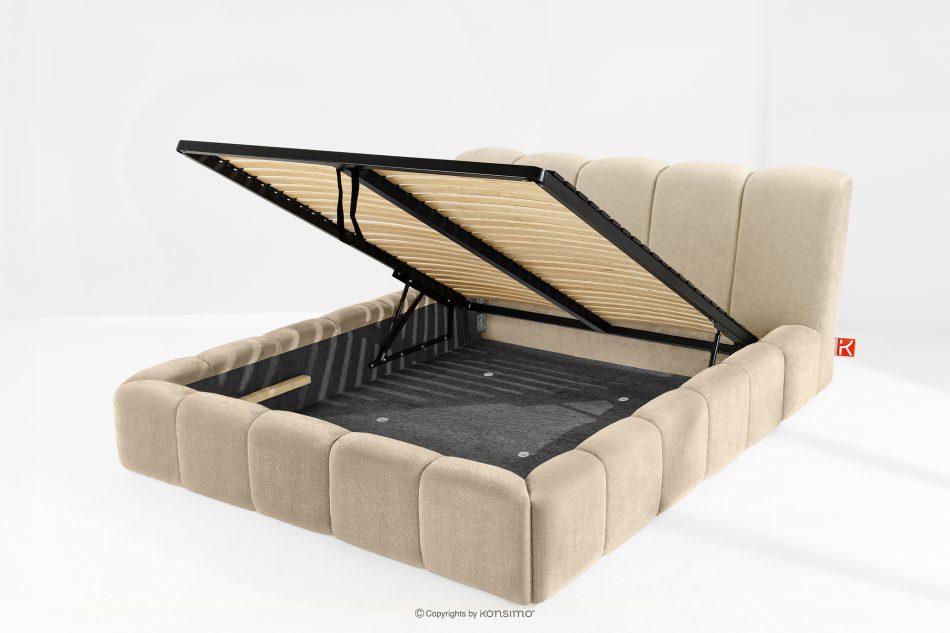 OLMIRA Polsterbett mit Bettkasten 160 cm beige beige - Foto 12