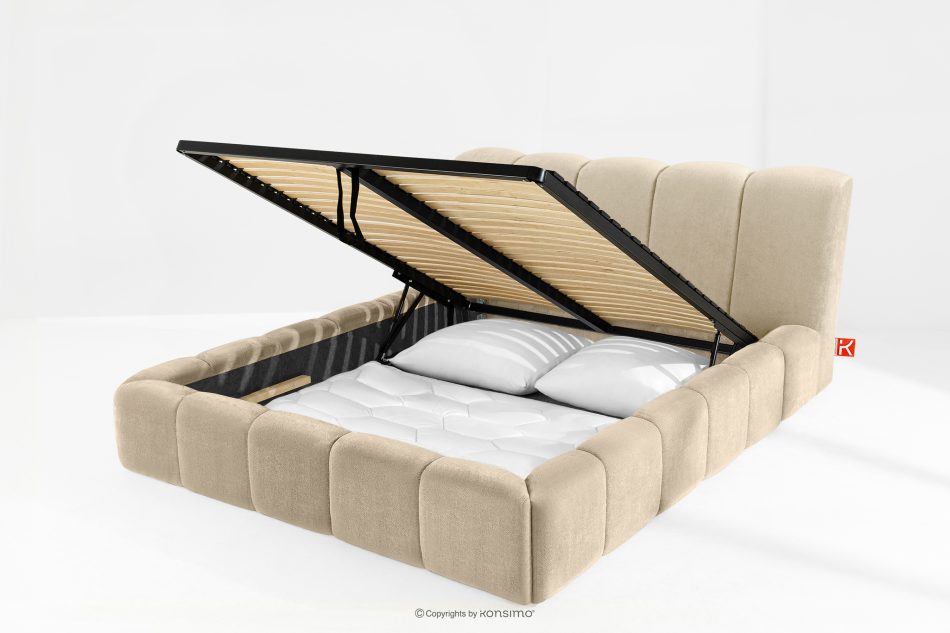 OLMIRA Polsterbett mit Bettkasten 160 cm beige beige - Foto 13