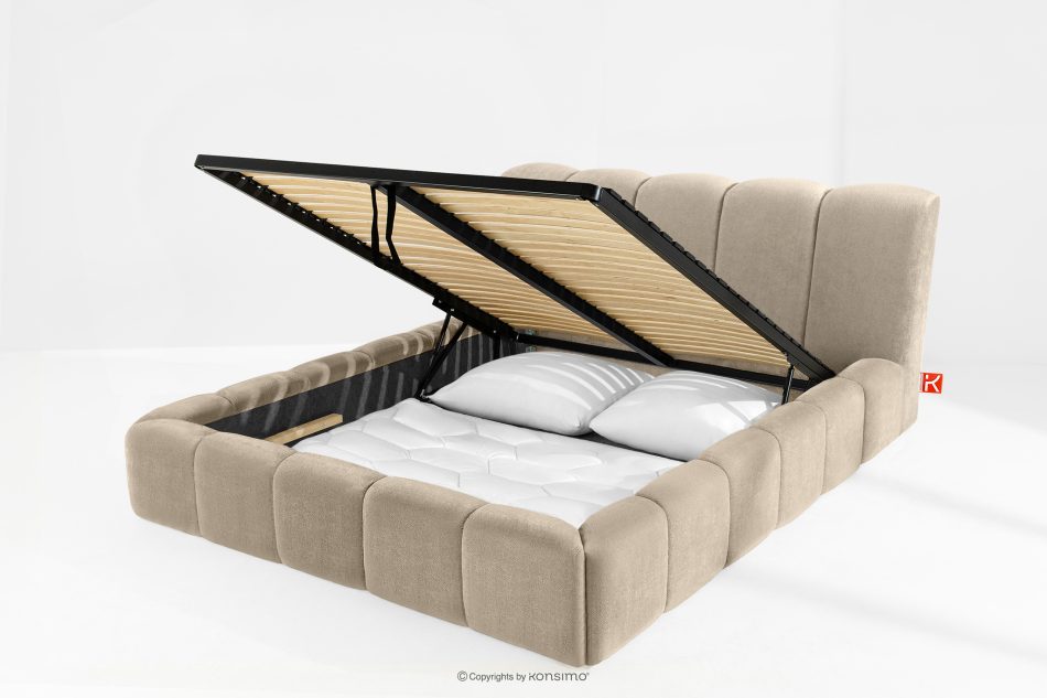 OLMIRA Polsterbett mit Bettkasten 160 cm graubeige graubeige - Foto 13