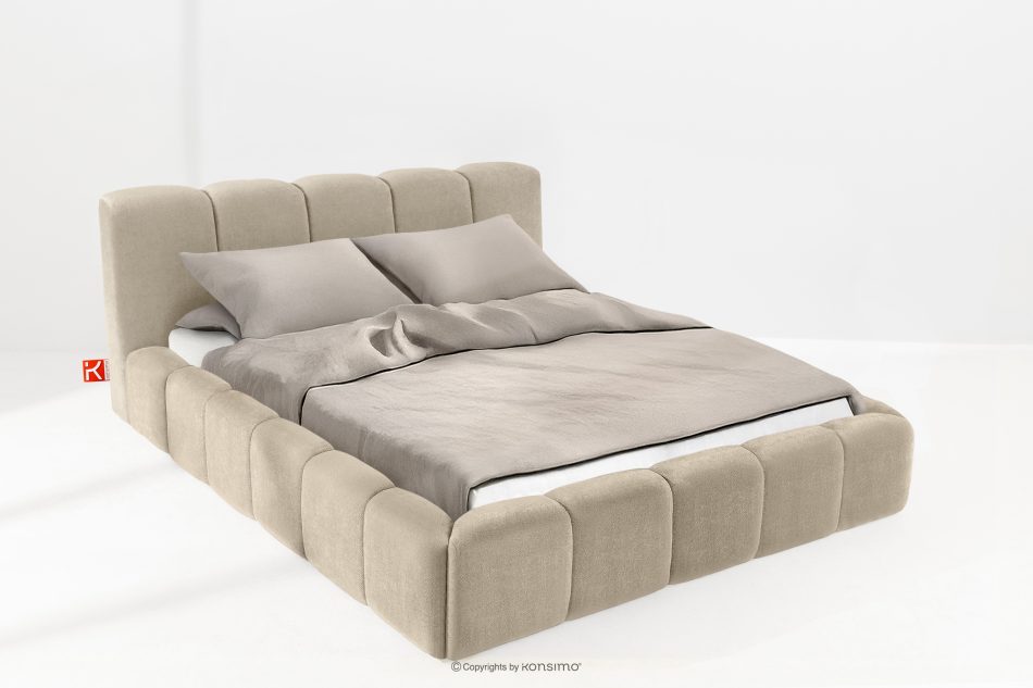 OLMIRA Polsterbett mit Bettkasten 160 cm graubeige graubeige - Foto 1