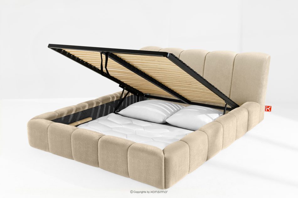 OLMIRA Polsterbett mit Bettkasten 200 cm beige beige - Foto 13