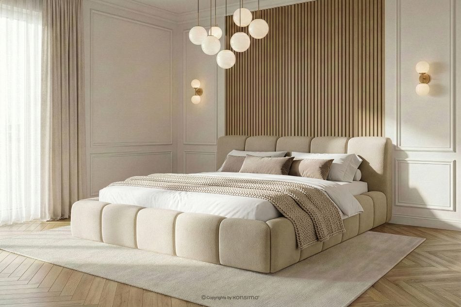 OLMIRA Polsterbett mit Bettkasten 200 cm beige beige - Foto 14