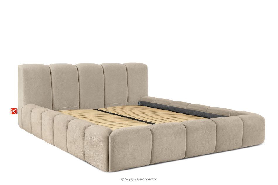 OLMIRA Polsterbett mit Bettkasten 200 cm graubeige graubeige - Foto 2
