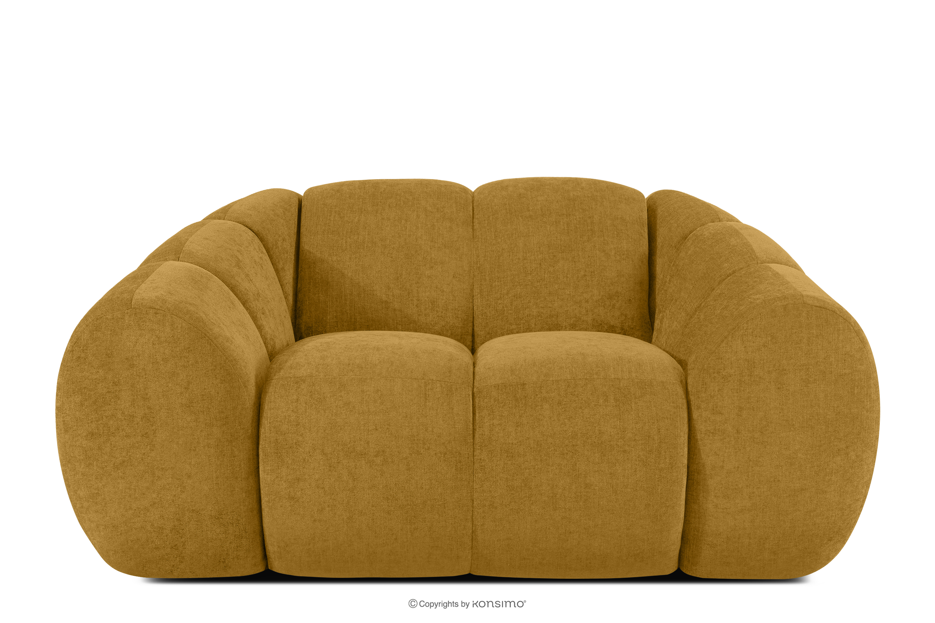 Gesteppter Retro Modern Sessel in Honig