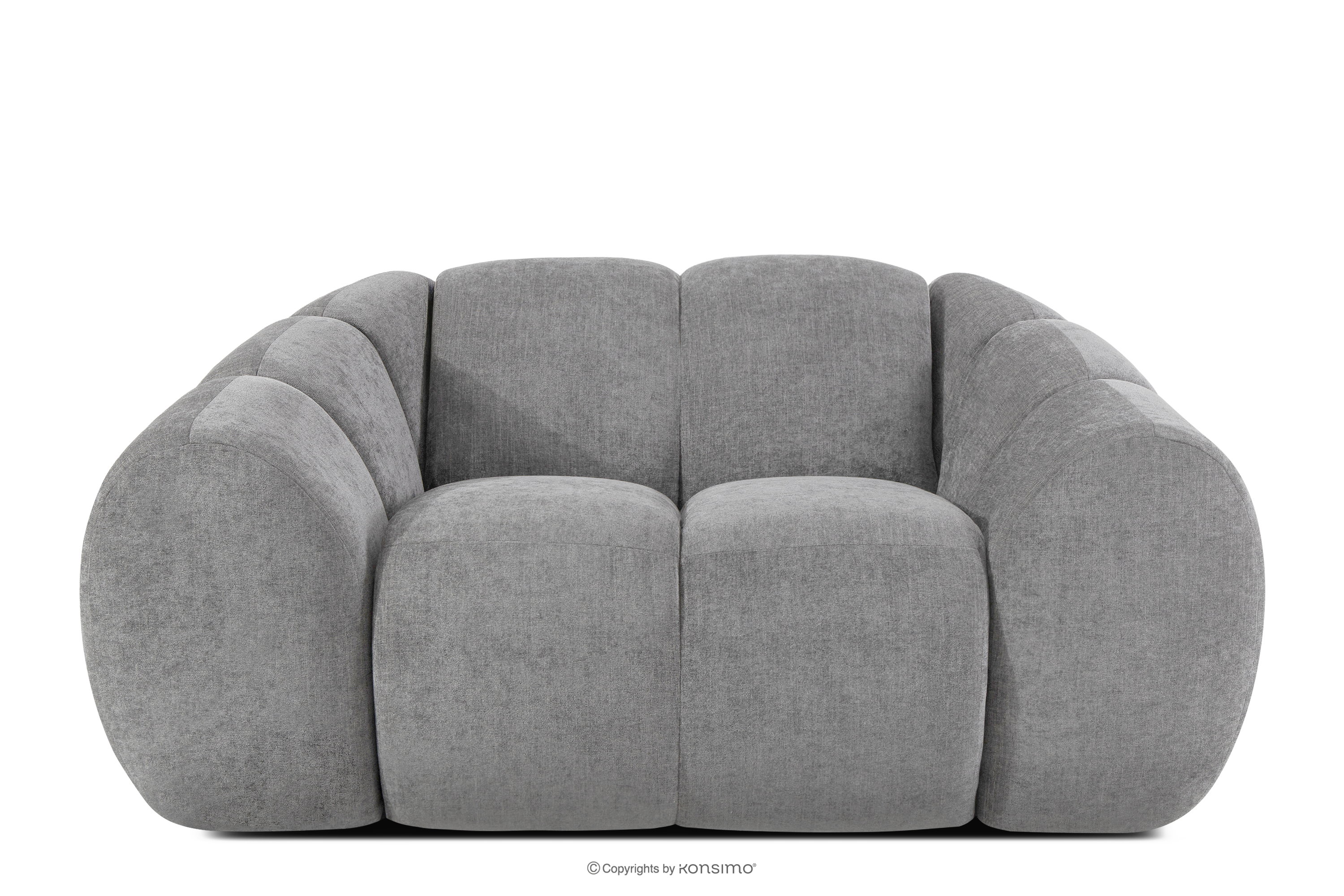 Gesteppter Retro Modern Sessel in Hellgrau