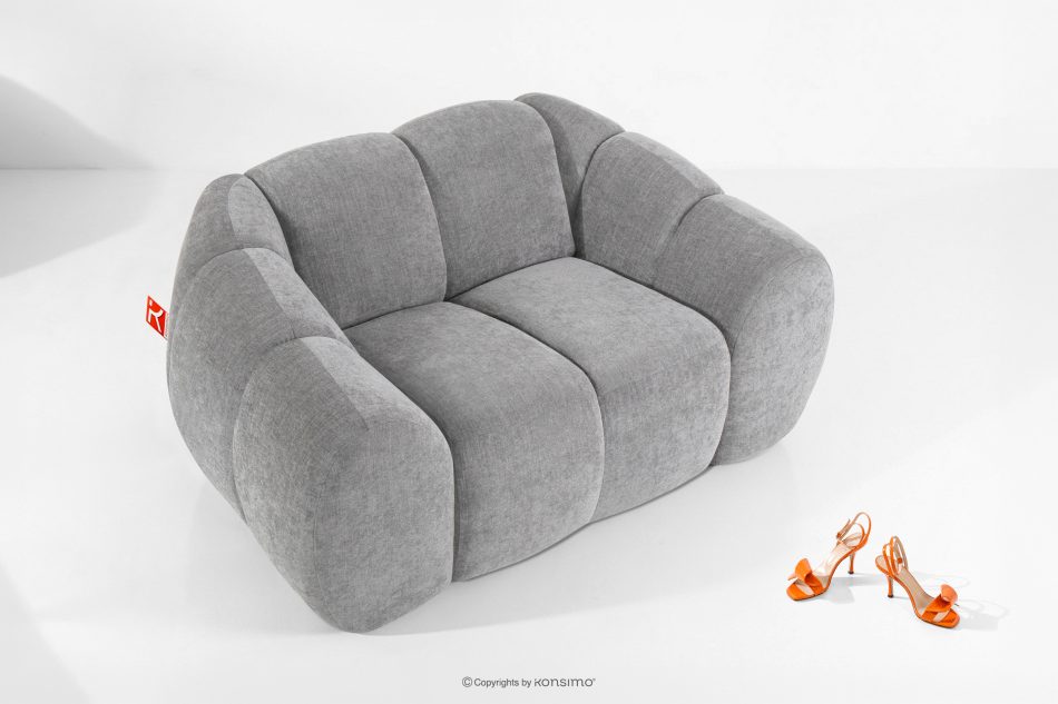 FLAVA Gesteppter Retro Modern Sessel in Hellgrau Hellgrau - Foto 1