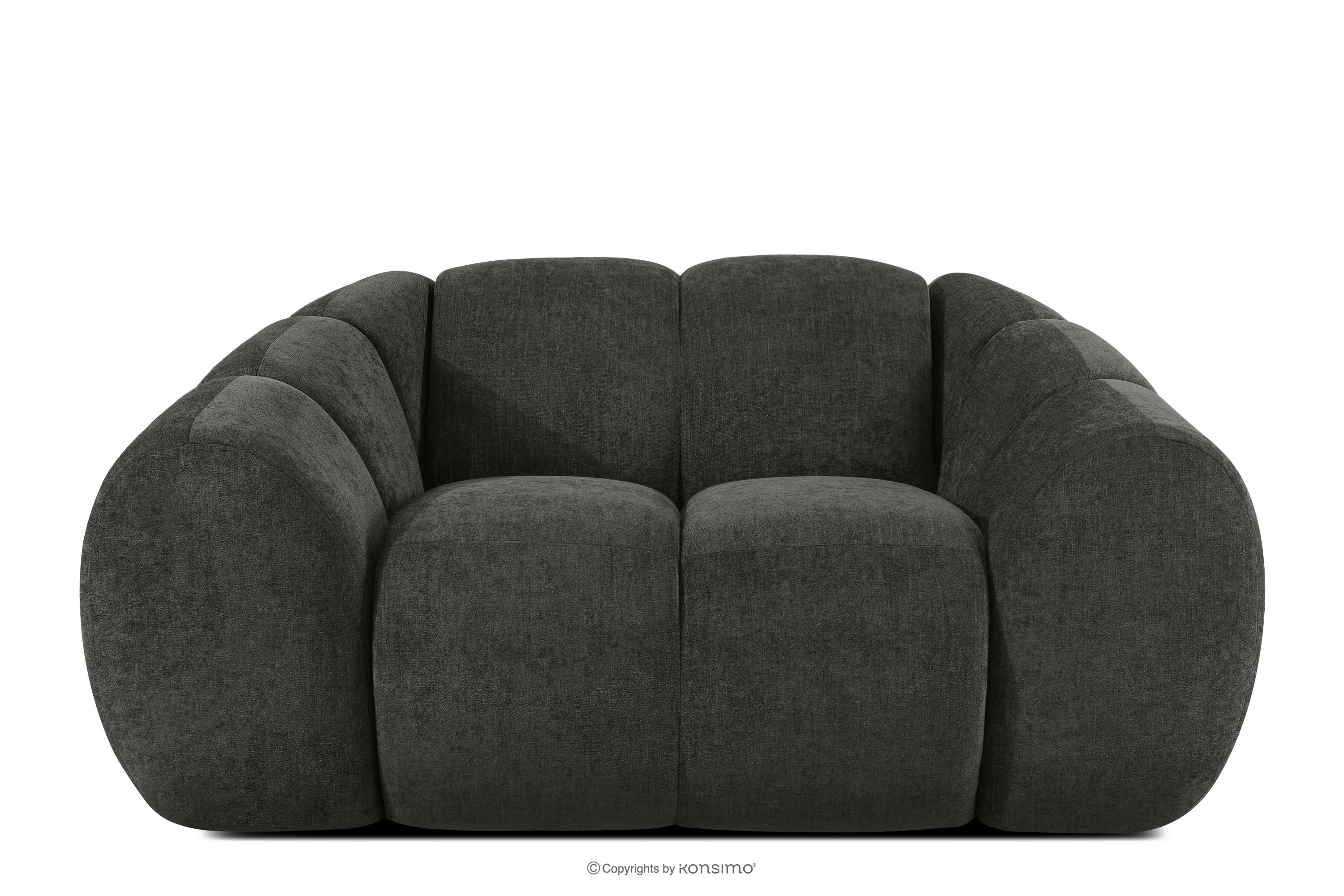 Gesteppter Retro Modern Sessel in Graphit