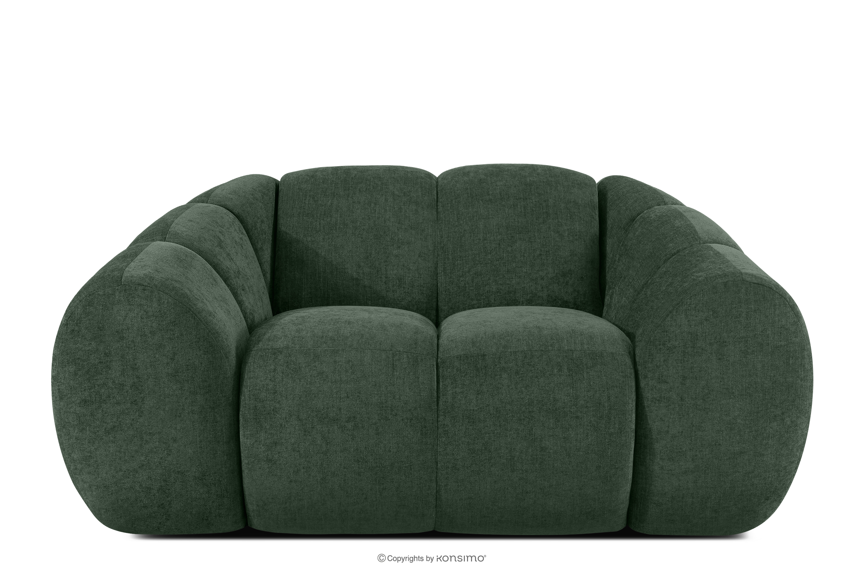 Gesteppter Retro Modern Sessel in Dunkelgrün