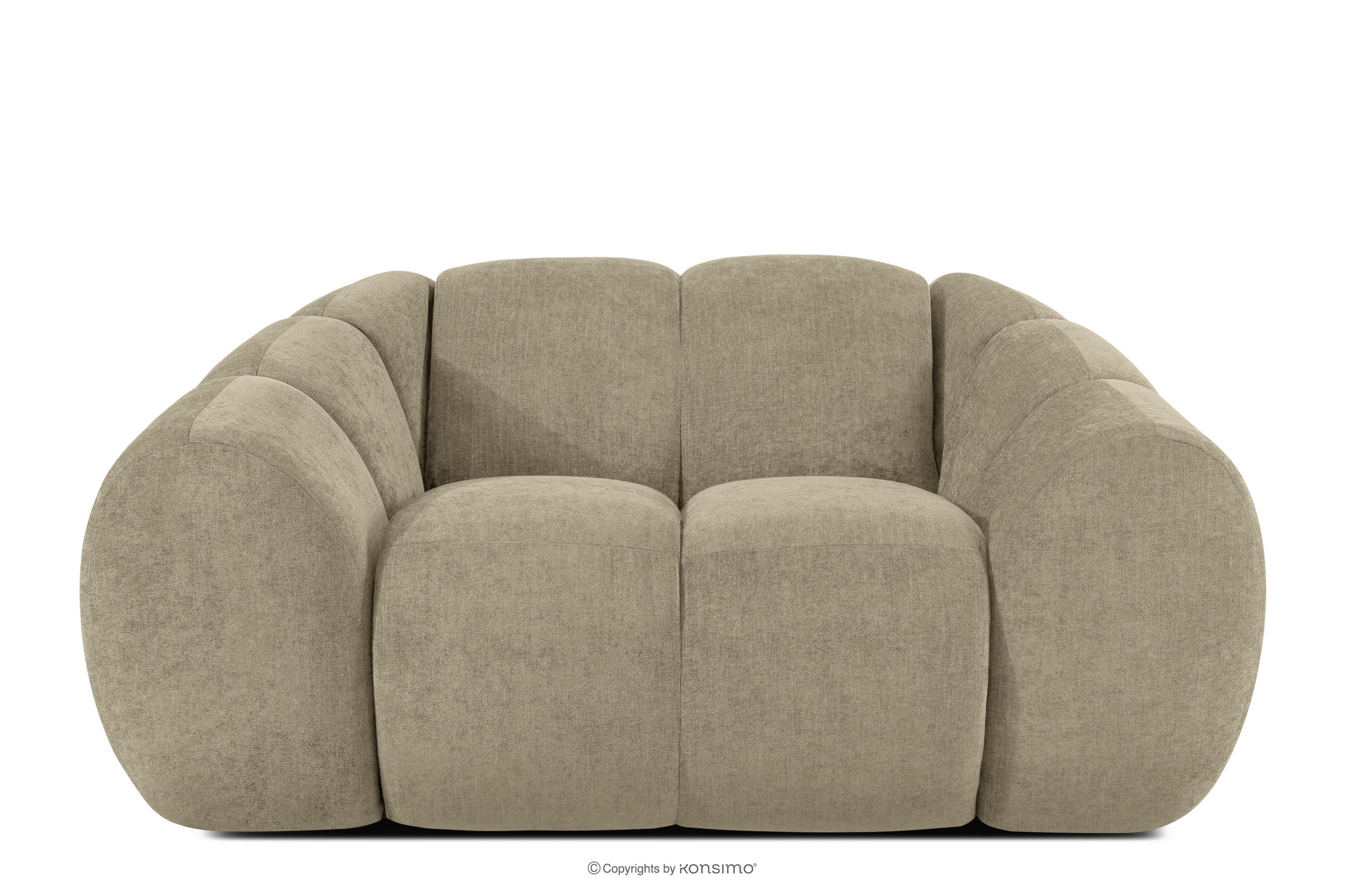 Gesteppter Retro Modern Sessel in Sand