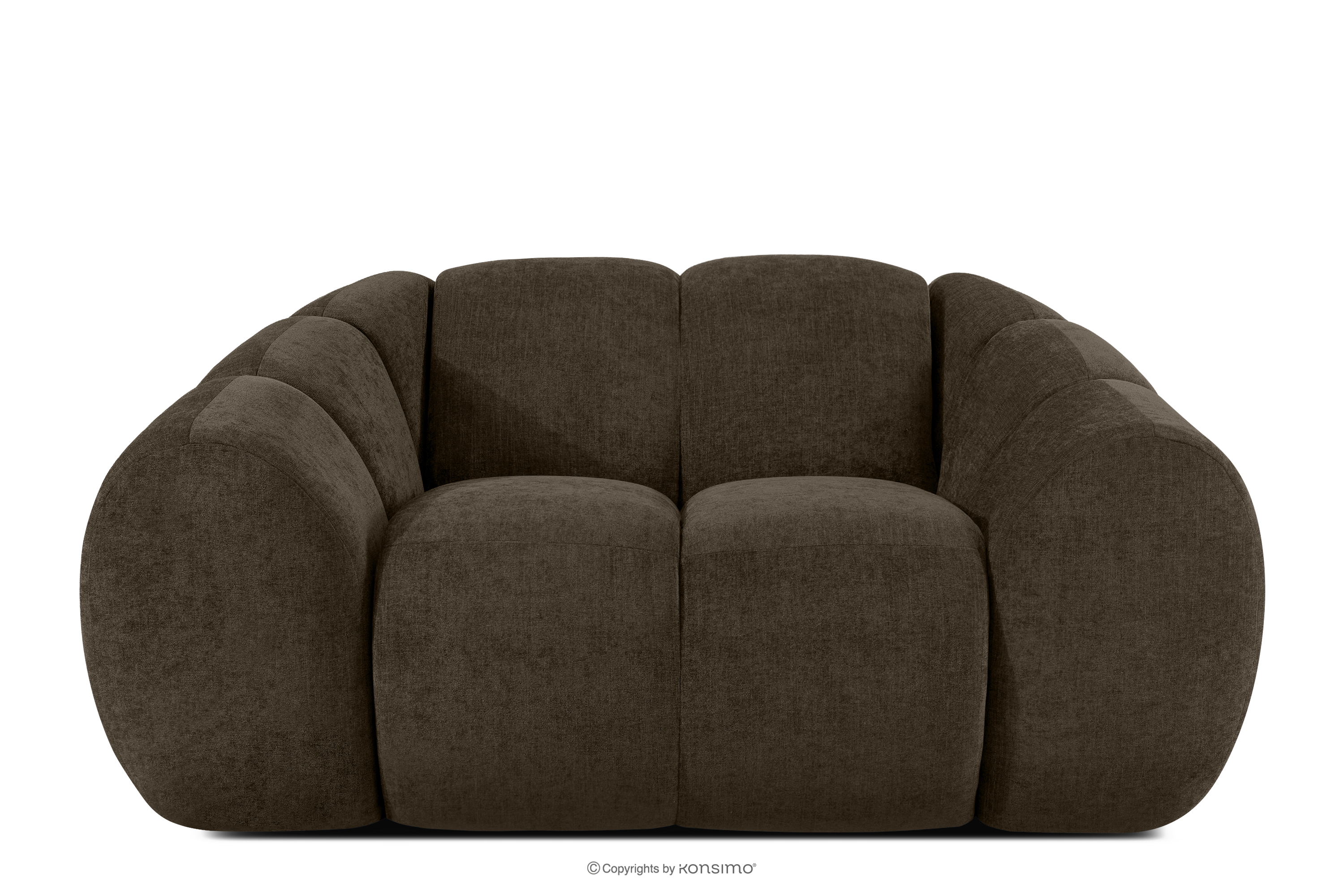 Gesteppter Retro Modern Sessel in Braun