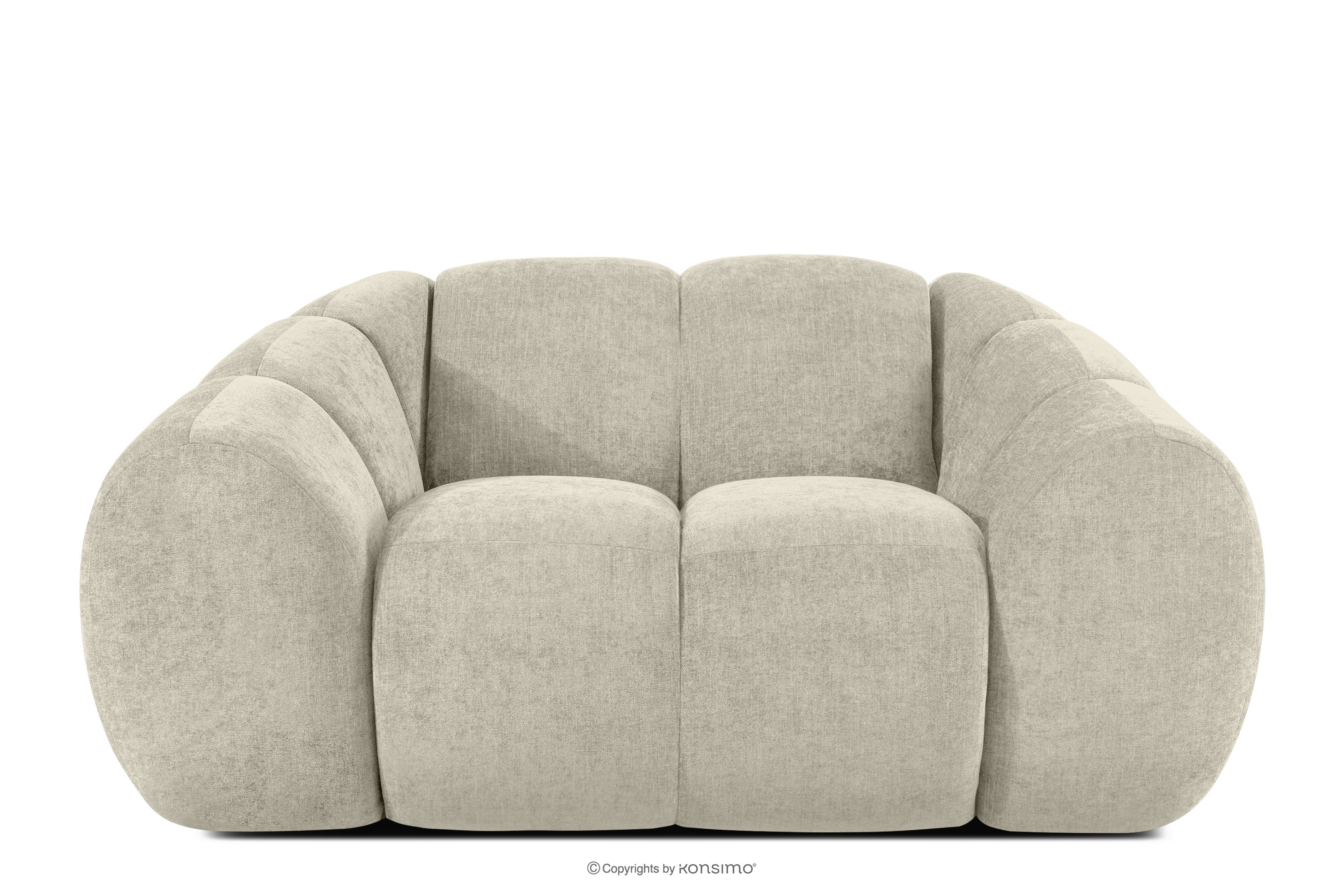 Gesteppter Retro Modern Sessel in Ecru