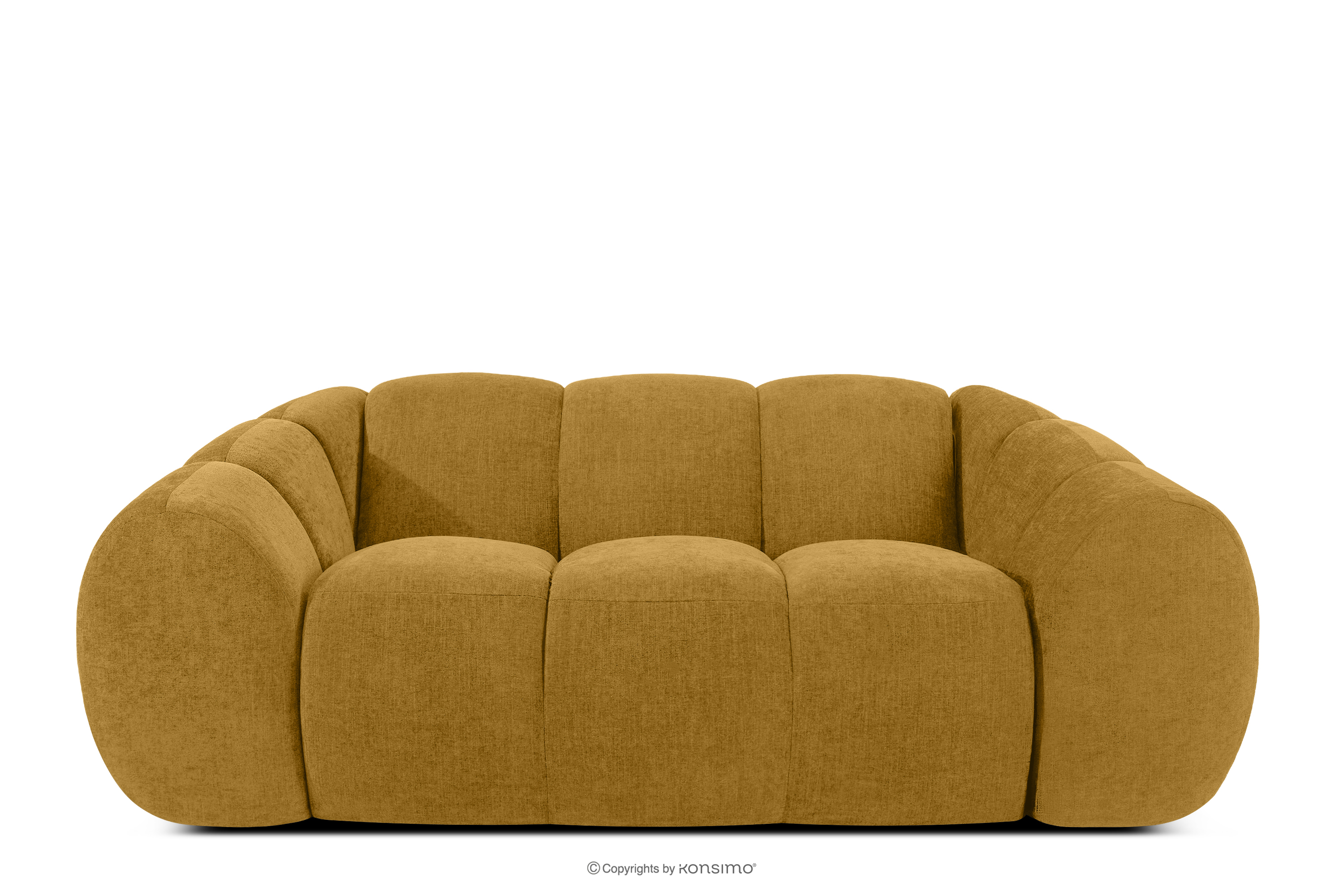 Gestepptes Retro Modern Zweisitzer Sofa in Honig