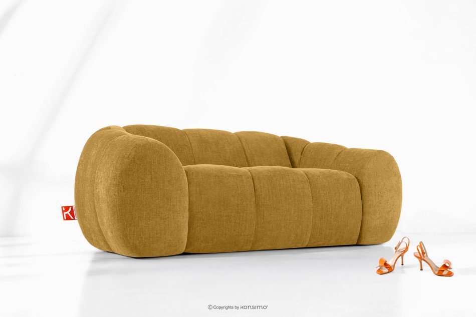 FLAVA Gestepptes Retro Modern Zweisitzer Sofa in Honig Honigfarben - Foto 8