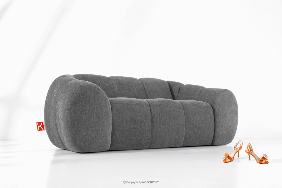 FLAVA Gestepptes Retro Modern Zweisitzer Sofa in Grau Grau - Foto 8