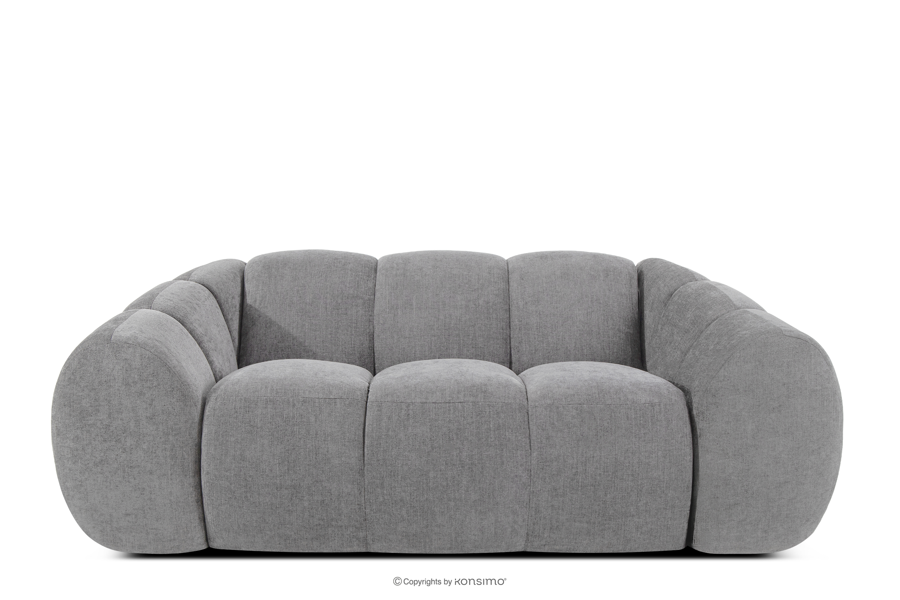 Gestepptes Retro Modern Zweisitzer Sofa in Hellgrau