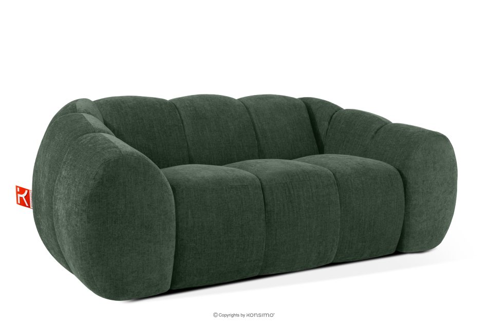 FLAVA Gestepptes Retro Modern Zweisitzer Sofa in Dunkelgrün Dunkelgrün - Foto 2