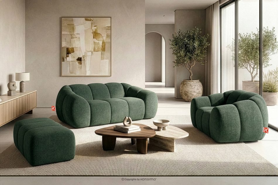 FLAVA Gestepptes Retro Modern Zweisitzer Sofa in Dunkelgrün Dunkelgrün - Foto 9
