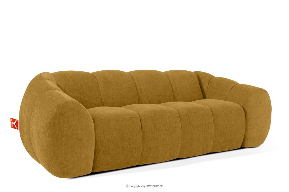 FLAVA Gestepptes Retro-Modern-Dreisitzer-Sofa in Honig Honigfarben - Foto 2