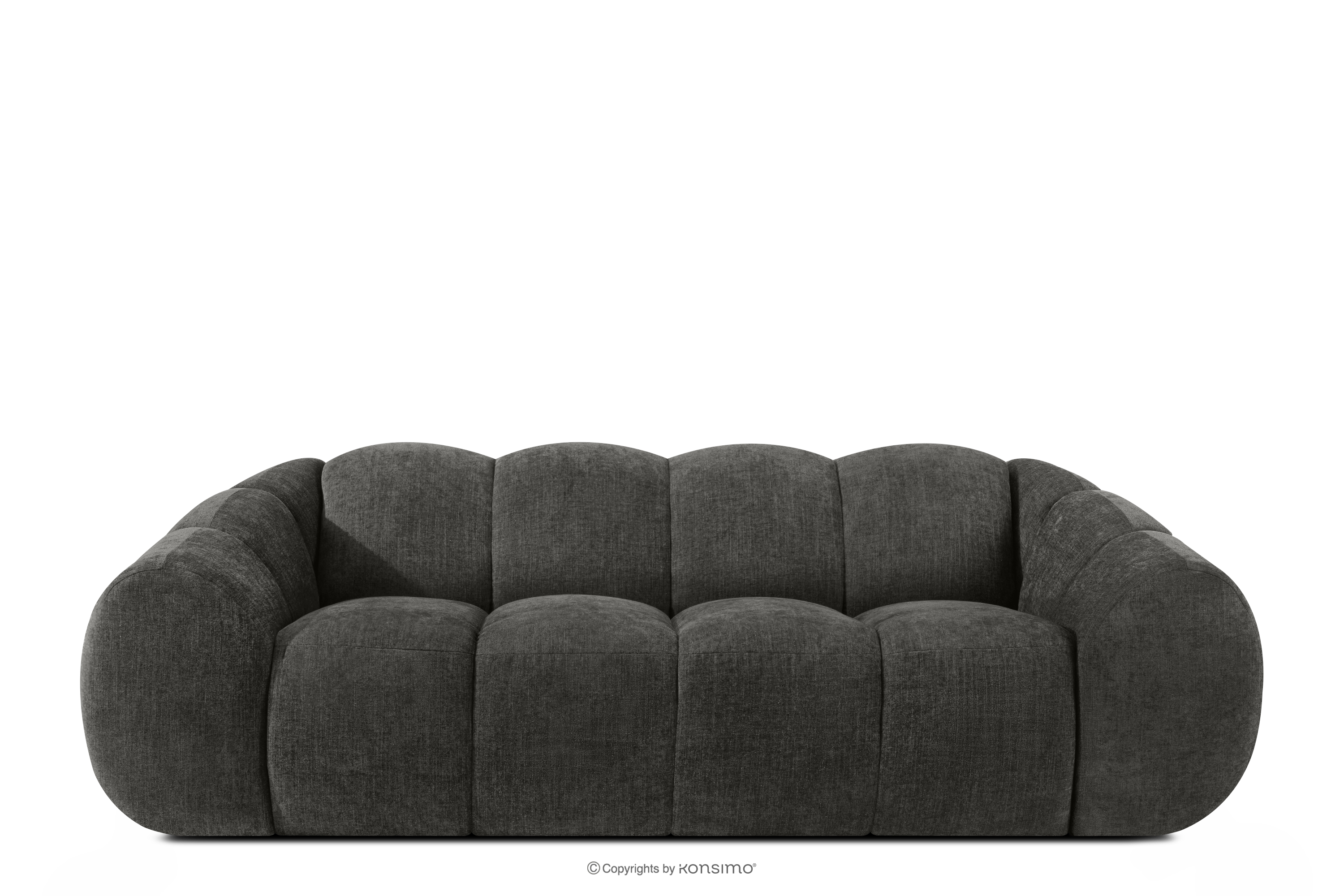 Gestepptes Retro-Modern-Dreisitzer-Sofa in Graphit