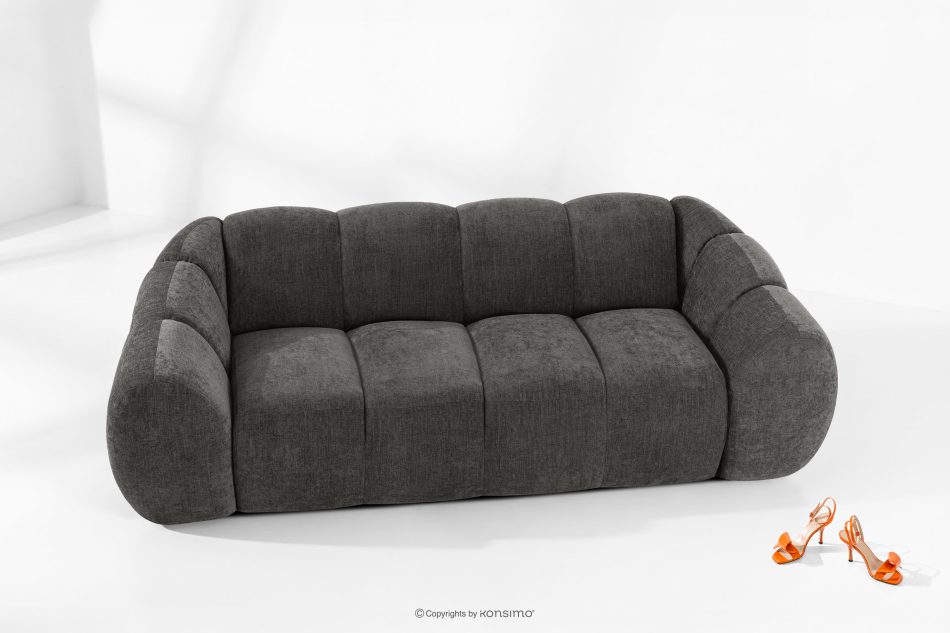 FLAVA Gestepptes Retro-Modern-Dreisitzer-Sofa in Graphit Graphit - Foto 1