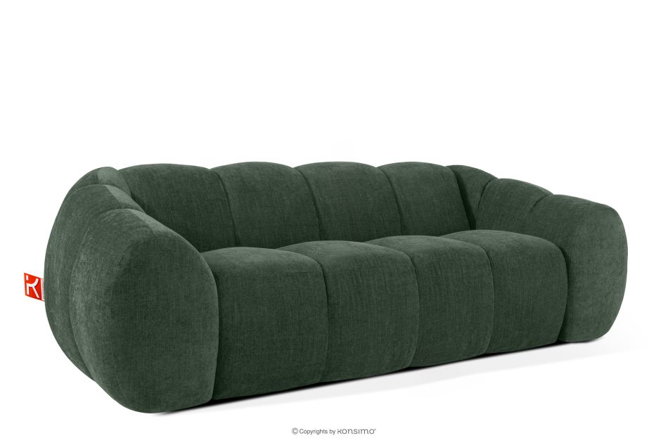 FLAVA Gestepptes Retro-Modern-Dreisitzer-Sofa in Dunkelgrün Dunkelgrün - Foto 2