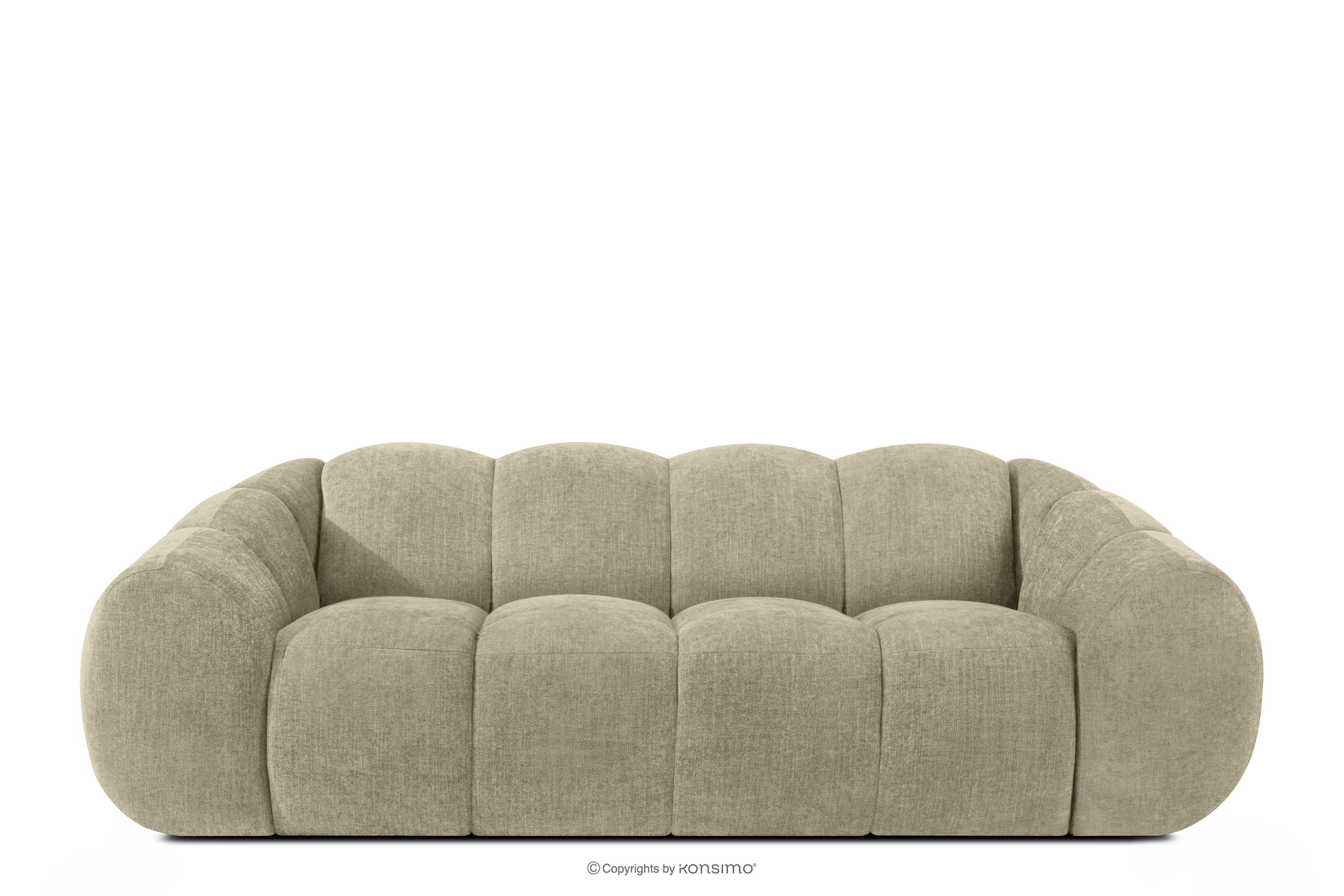 Gestepptes Retro-Modern-Dreisitzer-Sofa in Sand