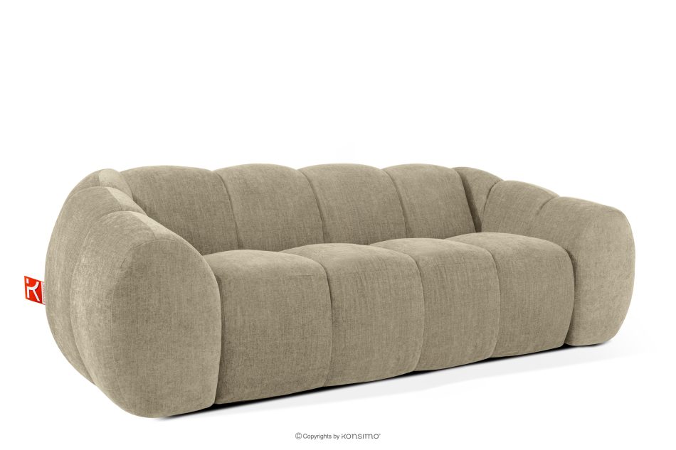 FLAVA Gestepptes Retro-Modern-Dreisitzer-Sofa in Sand Sandfarben - Foto 2