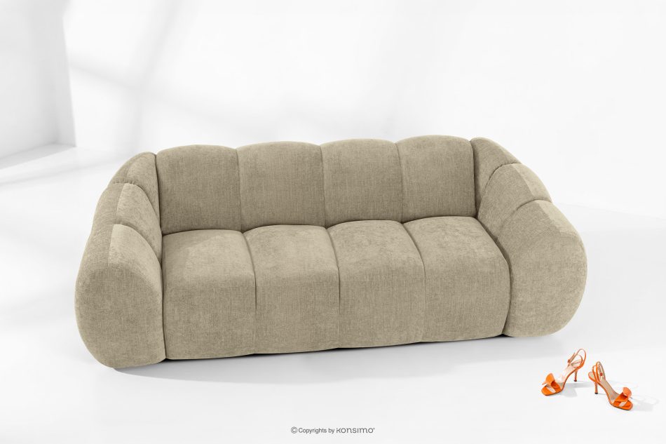FLAVA Gestepptes Retro-Modern-Dreisitzer-Sofa in Sand Sandfarben - Foto 1