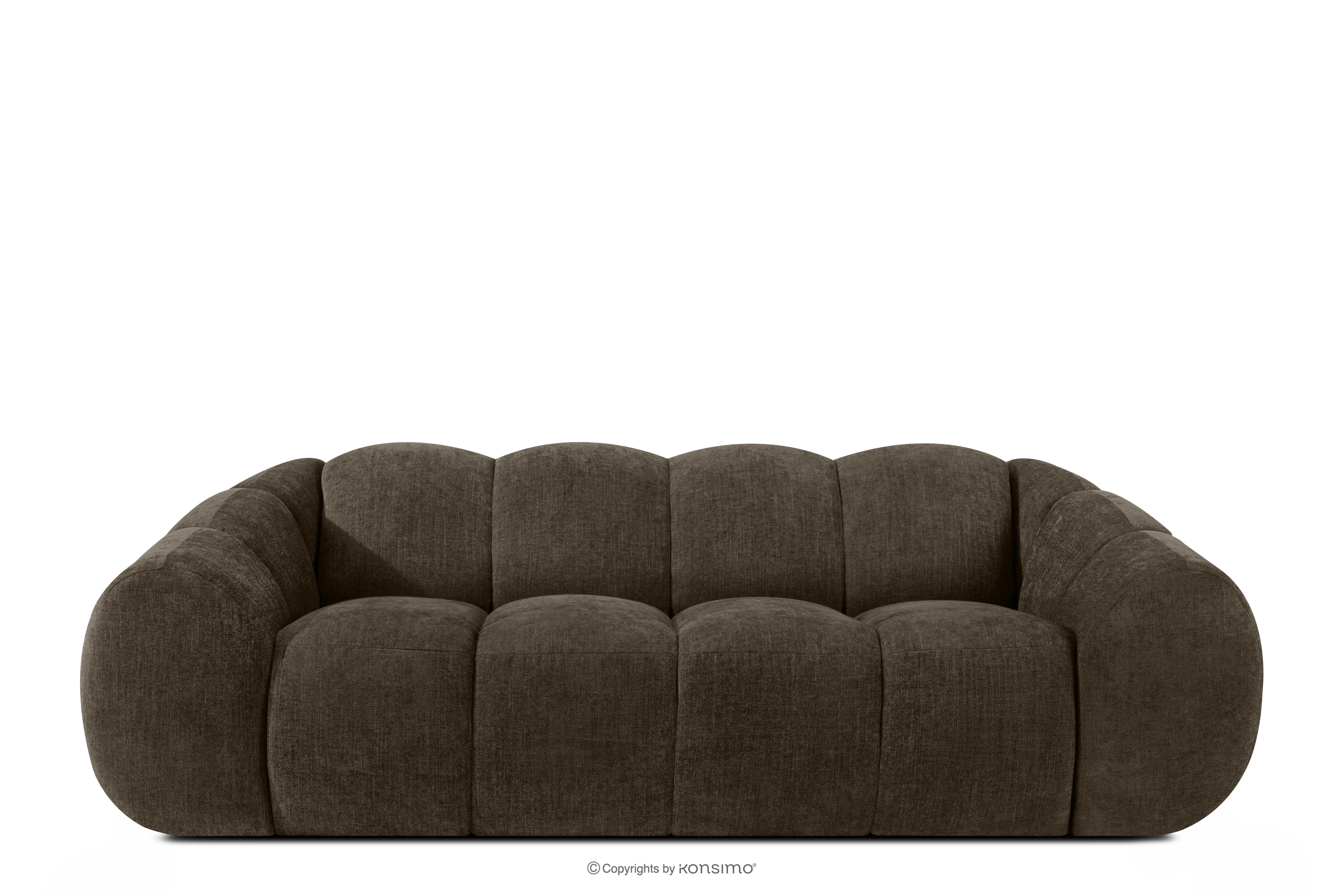 Gestepptes Retro-Modern-Dreisitzer-Sofa in Braun