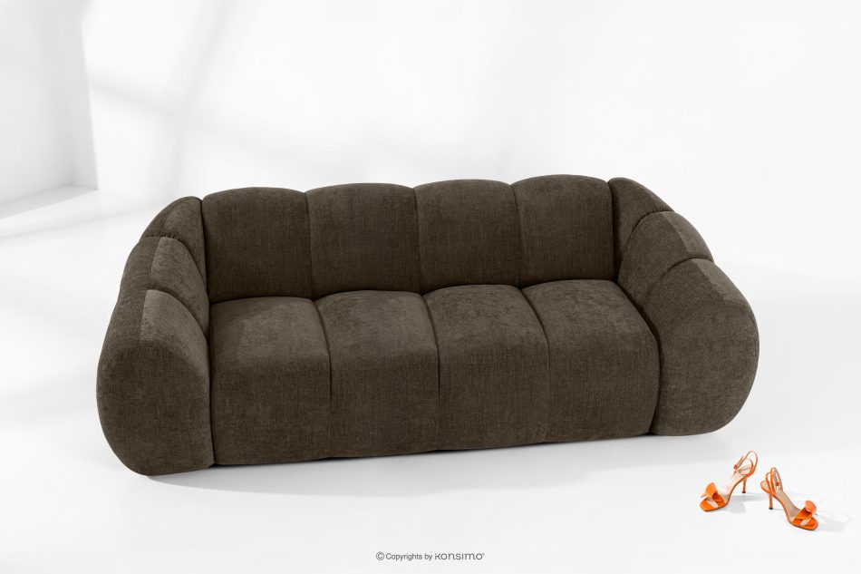 FLAVA Gestepptes Retro-Modern-Dreisitzer-Sofa in Braun Braun - Foto 1