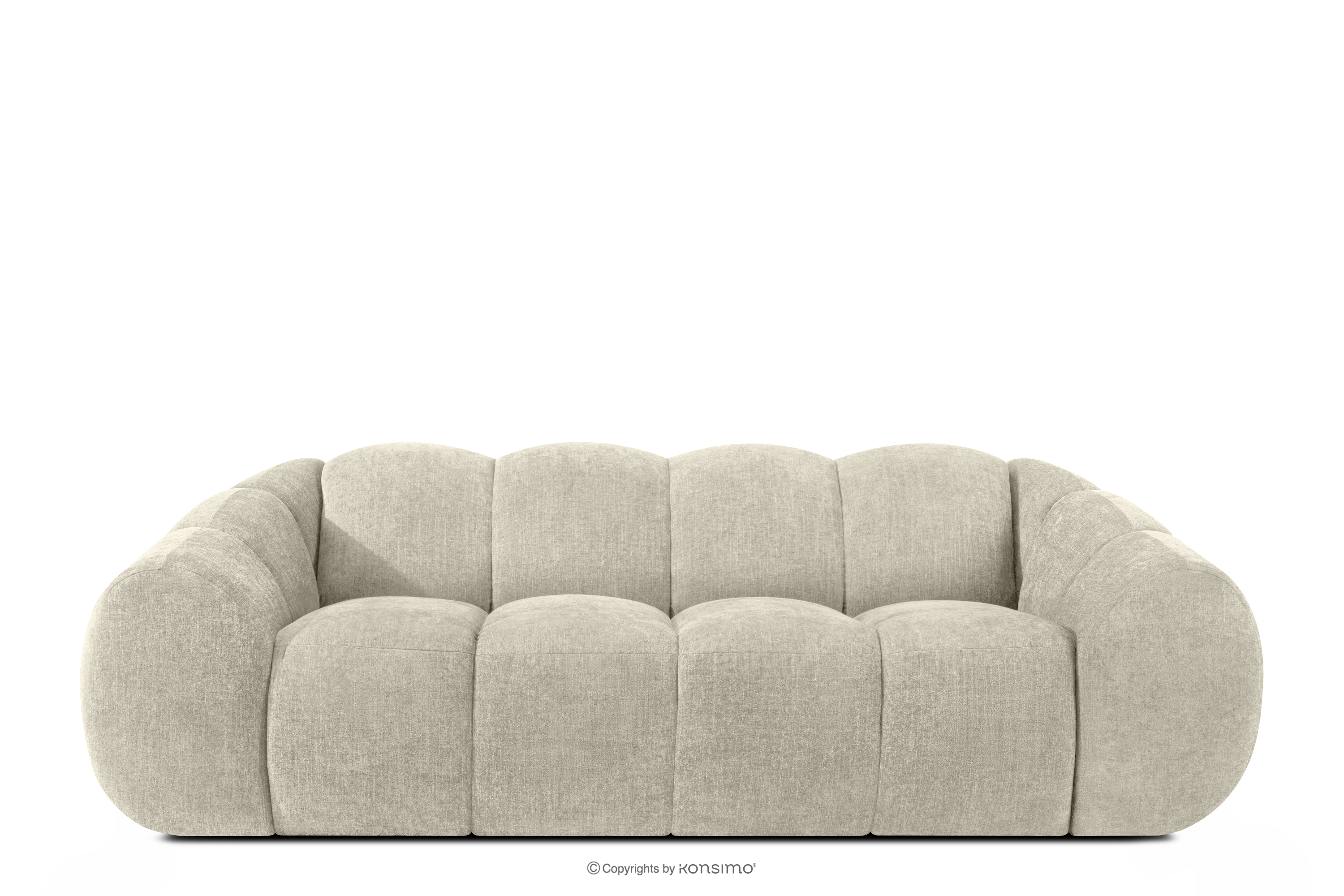 Gestepptes Retro-Modern-Dreisitzer-Sofa in Ecru