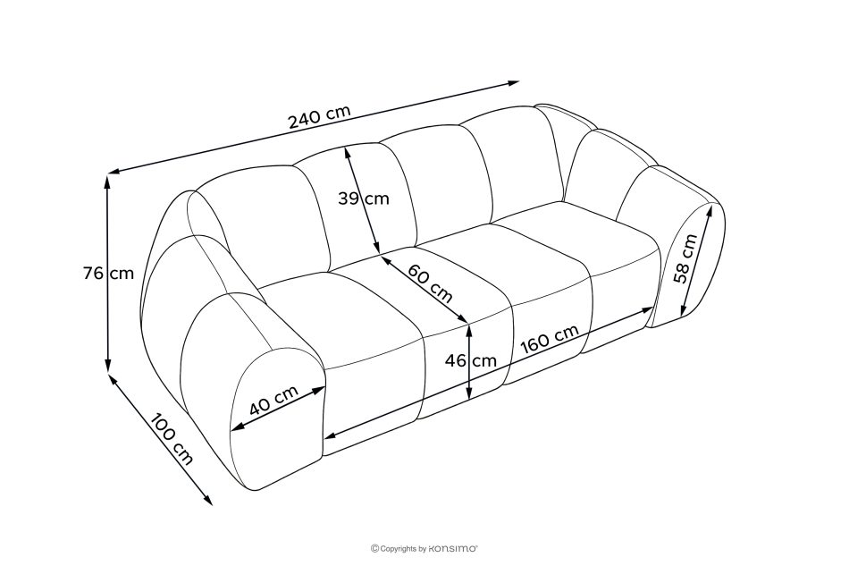 FLAVA Gestepptes Retro-Modern-Dreisitzer-Sofa in Grau Grau - Foto 9
