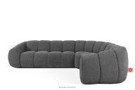 Gesteppte Eckcouch im Retro-Modern-Stil rechts aschgrau