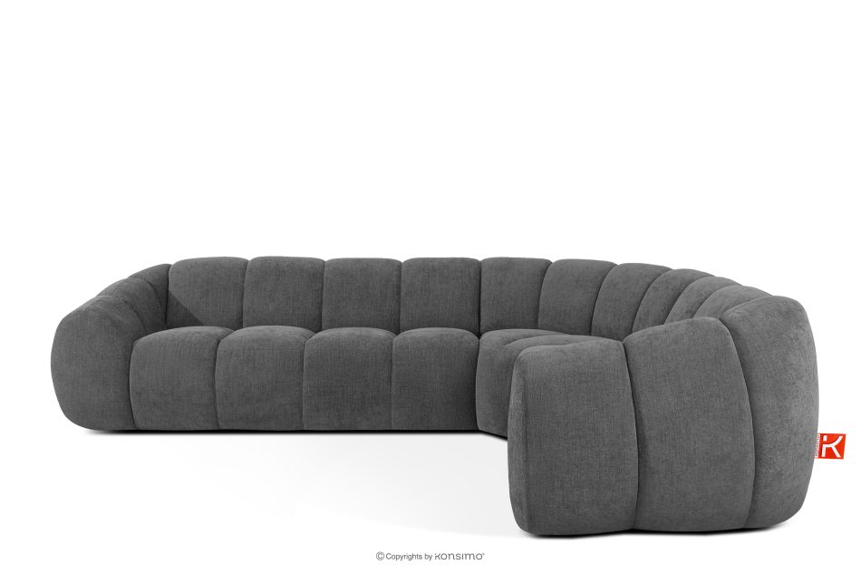 FLAVA Gesteppte Eckcouch im Retro-Modern-Stil rechts aschgrau Grau - Foto 0