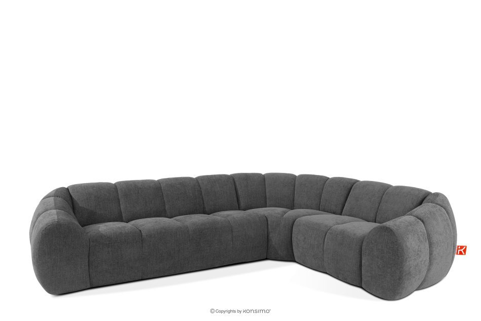 FLAVA Gesteppte Eckcouch im Retro-Modern-Stil rechts aschgrau Grau - Foto 2