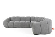 Gesteppte Eckcouch im Retro-Modern-Stil rechts hellgrau