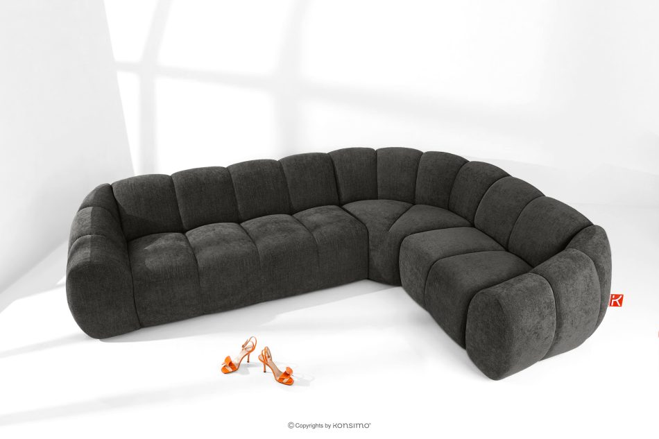 FLAVA Gesteppte Eckcouch im Retro-Modern-Stil rechts graphit Graphit - Foto 1