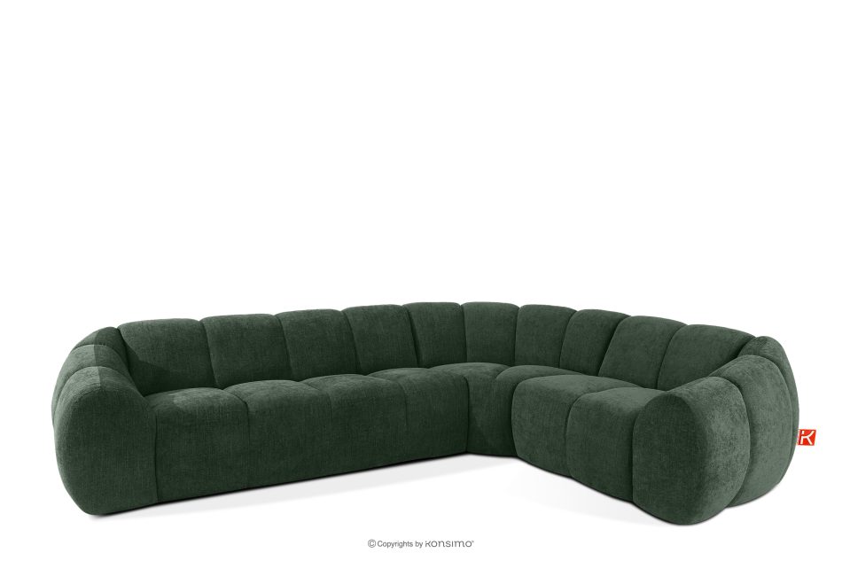 FLAVA Gesteppte Eckcouch im Retro-Modern-Stil rechts dunkelgrün Dunkelgrün - Foto 2