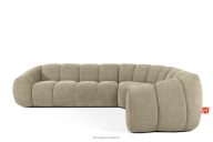 Gesteppte Eckcouch im Retro-Modern-Stil rechts sandfarben