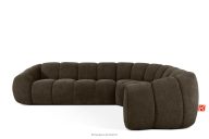 Gesteppte Eckcouch im Retro-Modern-Stil rechts braun