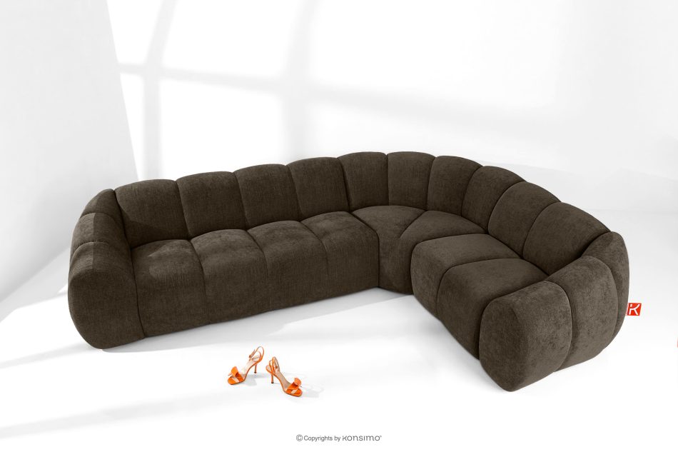 FLAVA Gesteppte Eckcouch im Retro-Modern-Stil rechts braun Braun - Foto 1