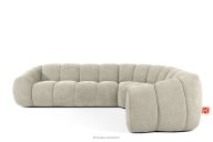 Gesteppte Eckcouch im Retro-Modern-Stil rechts ecru