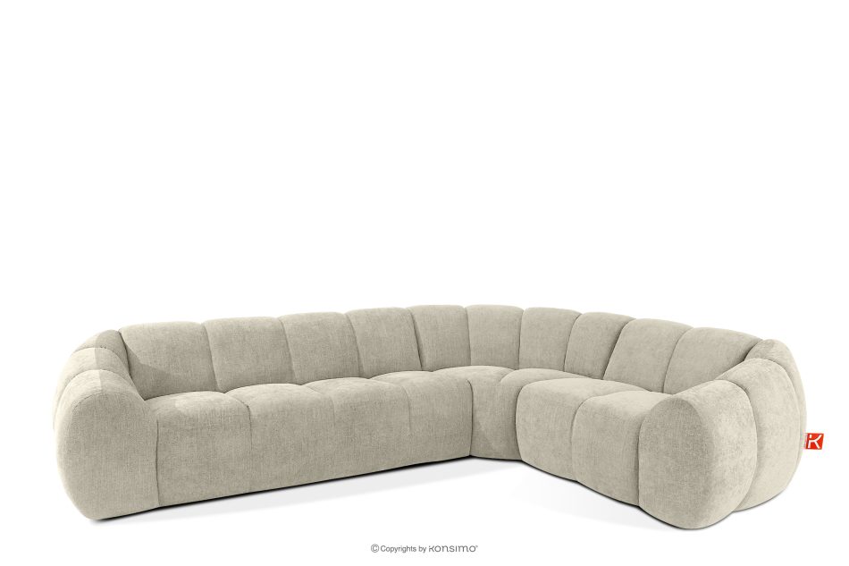 FLAVA Gesteppte Eckcouch im Retro-Modern-Stil rechts ecru Ecru - Foto 2