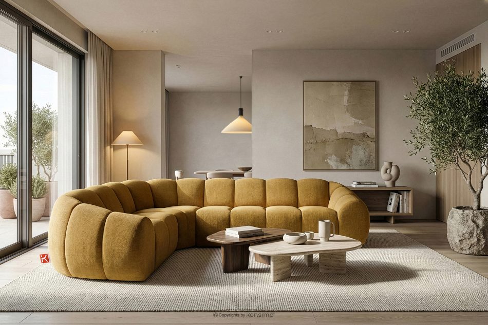 FLAVA Gesteppte Eckcouch im Retro-Modern-Stil links honigfarben Honigfarben - Foto 9